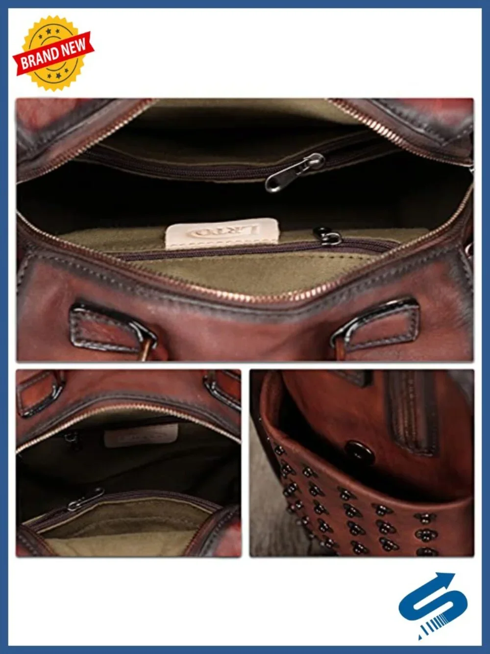 Genuine Leather Backpack Convertible Satchel Rucksack Crossbody Shoulder Bag